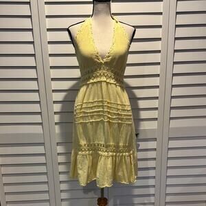 Seaspice Pre owned Chic Yellow Backless Halter Sun Dress.
